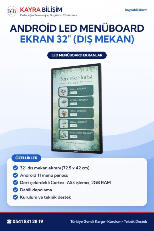 Android LED Menüboard Ekran 32