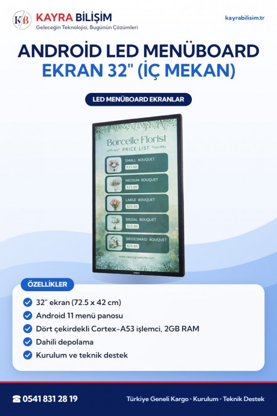 Android LED Menüboard Ekran 32