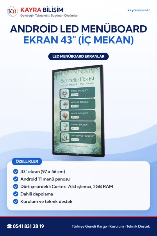 Android LED Menüboard Ekran 43
