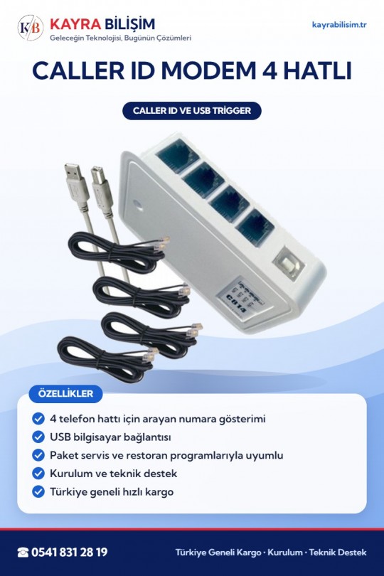 Caller ID Modem 4 Hatlı