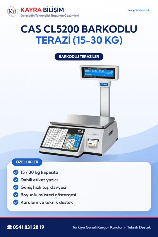 CAS CL5200 Barkodlu Terazi (15-30 kg)