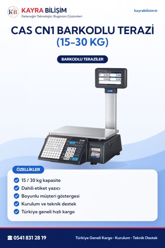 CAS CN1 Barkodlu Terazi (15-30 kg)