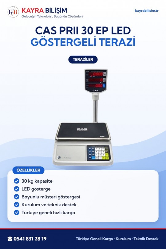 CAS PRII 30 EP LED Göstergeli Terazi