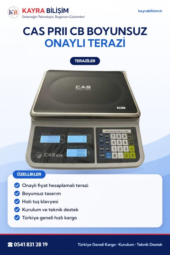 CAS PRII CB Boyunsuz Onaylı Terazi