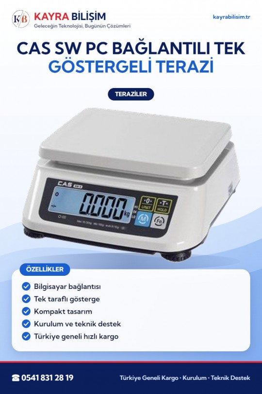 CAS SW PC Bağlantılı Tek Göstergeli Terazi