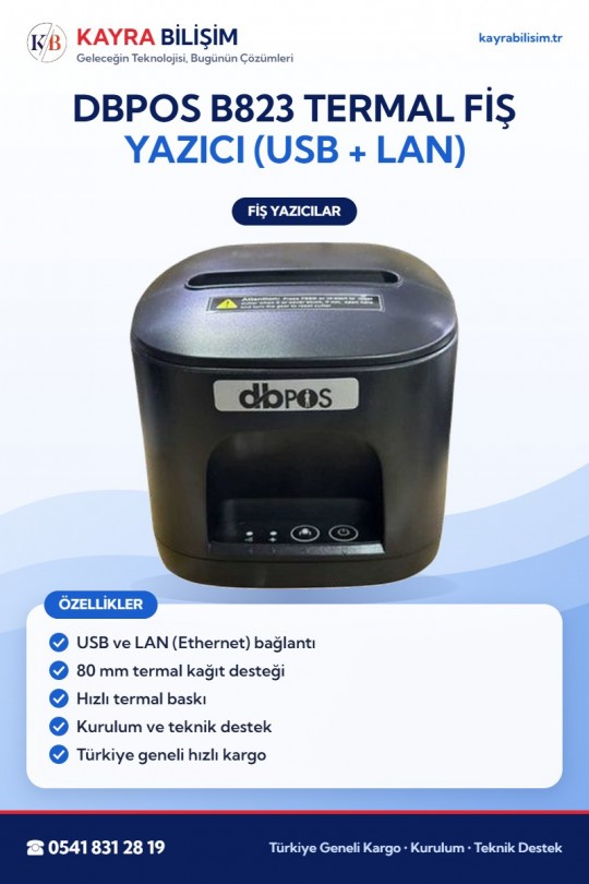 DBPOS B823 Termal Fiş Yazıcı (USB + LAN)