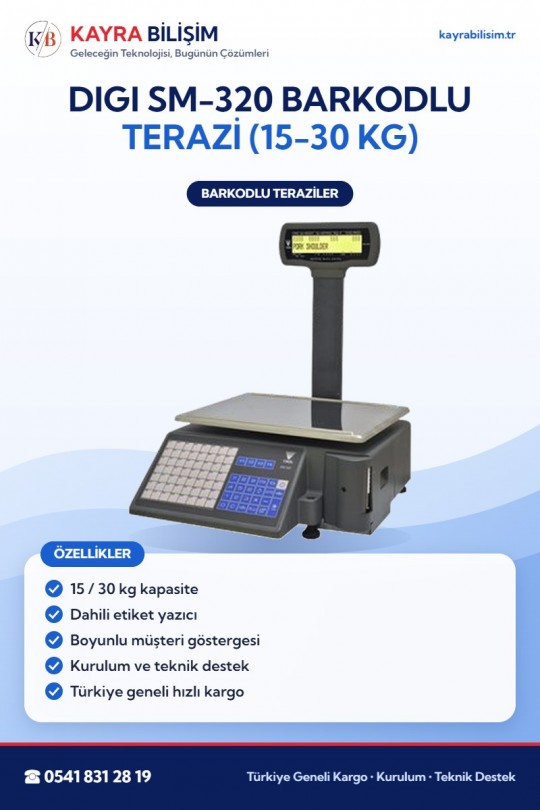DIGI SM-320 Barkodlu Terazi (15-30 kg)