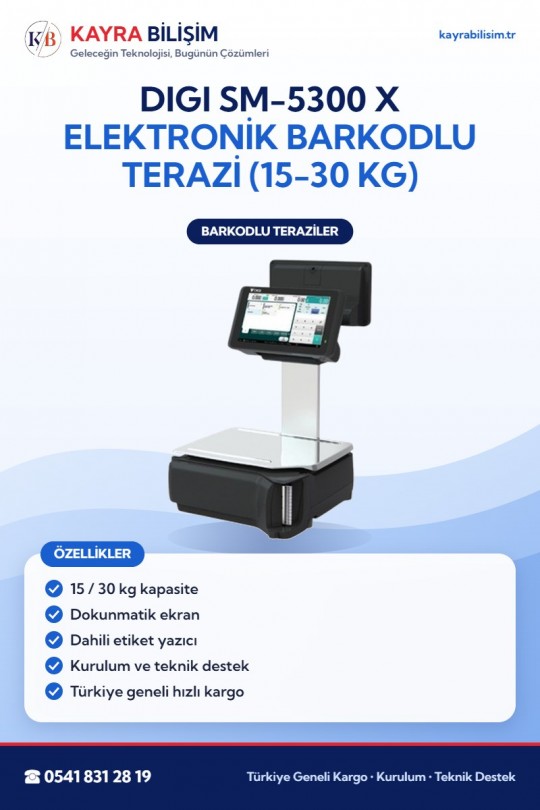 DIGI SM-5300 X Elektronik Barkodlu Terazi (15-30 kg)
