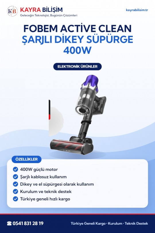 Fobem Active Clean Şarjlı Dikey Süpürge 400W