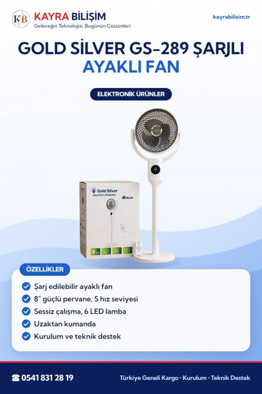 Gold Silver GS-289 Şarjlı Ayaklı Fan