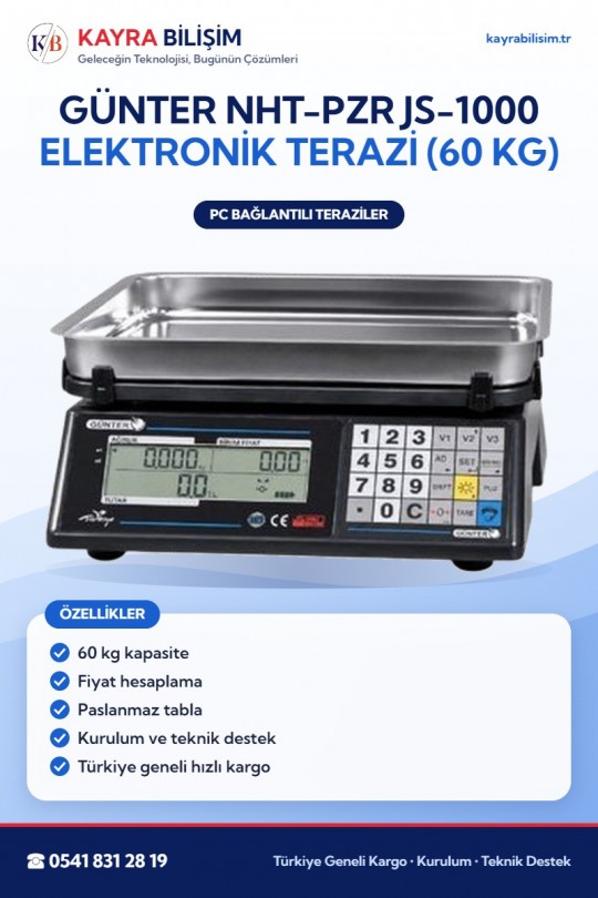 Günter NHT-PZR JS-1000 Elektronik Terazi (60 kg)