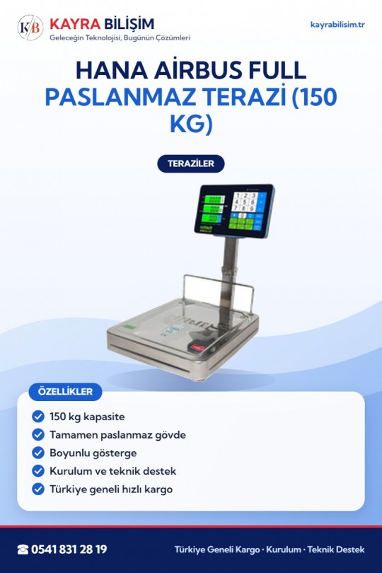Hana Airbus Full Paslanmaz Terazi (150 kg)
