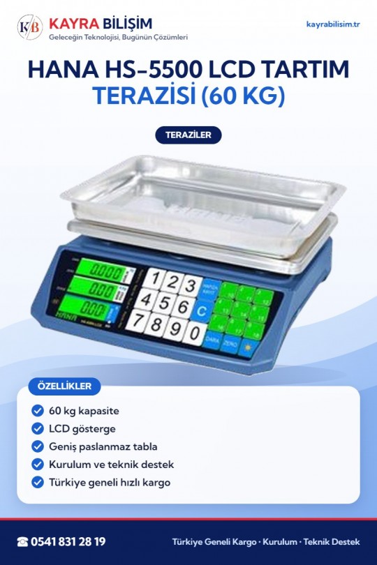 Hana HS-5500 LCD Tartım Terazisi (60 kg)