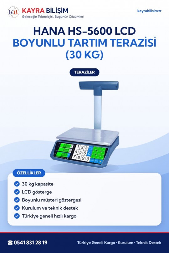 Hana HS-5600 LCD Boyunlu Tartım Terazisi (30 kg)