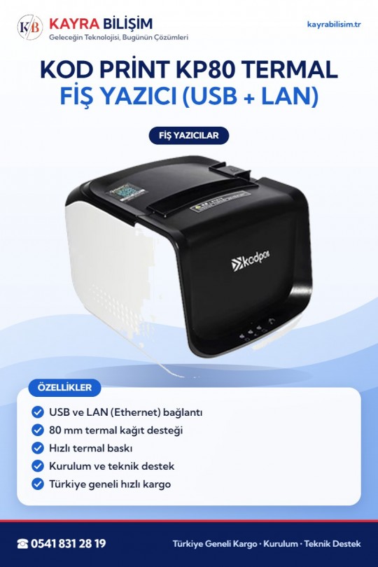Kod Print KP80 Termal Fiş Yazıcı (USB + LAN)