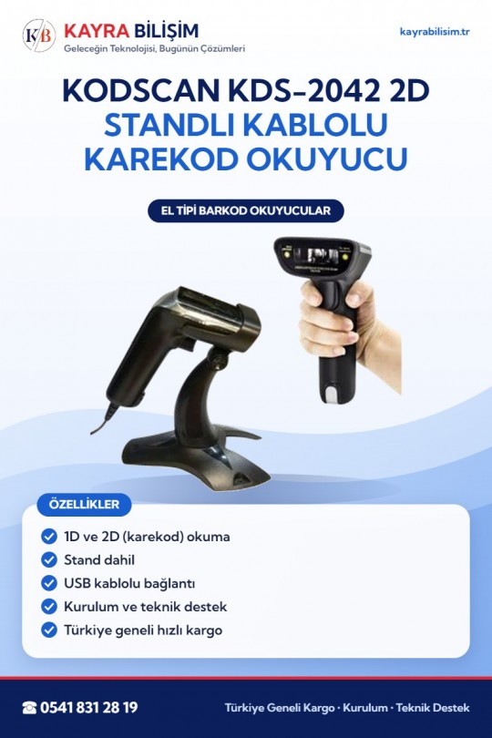 KodScan KDS-2042 2D Standlı Kablolu Karekod Okuyucu