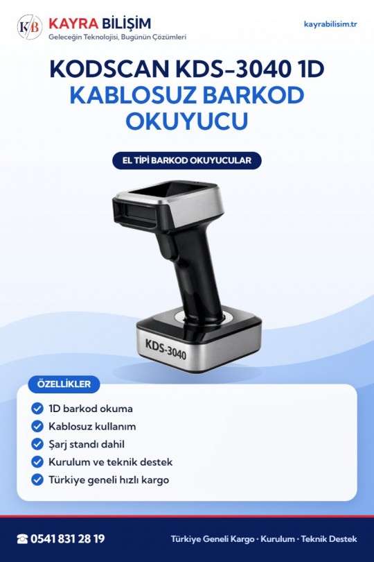 KodScan KDS-3040 1D Kablosuz Barkod Okuyucu
