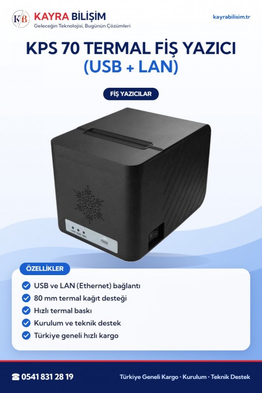 KPS 70 Termal Fiş Yazıcı (USB + LAN)
