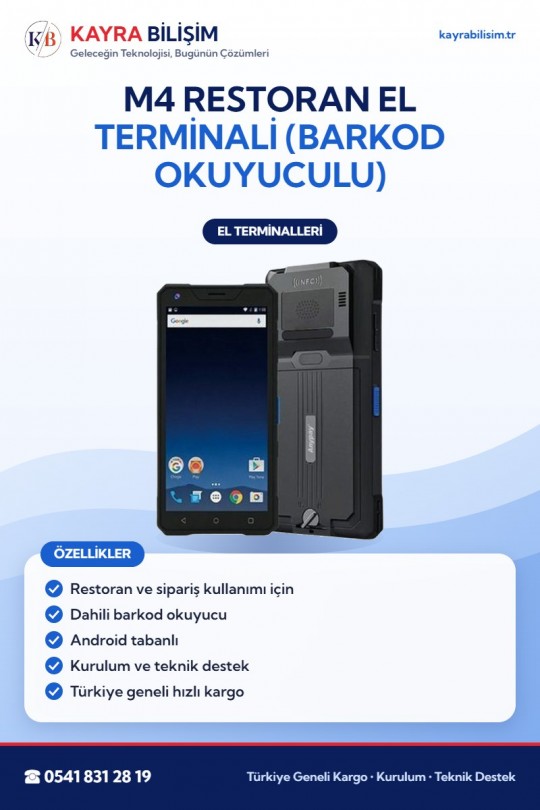 M4 Restoran El Terminali (Barkod Okuyuculu)