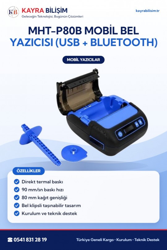 MHT-P80B Mobil Bel Yazıcısı (USB + Bluetooth)