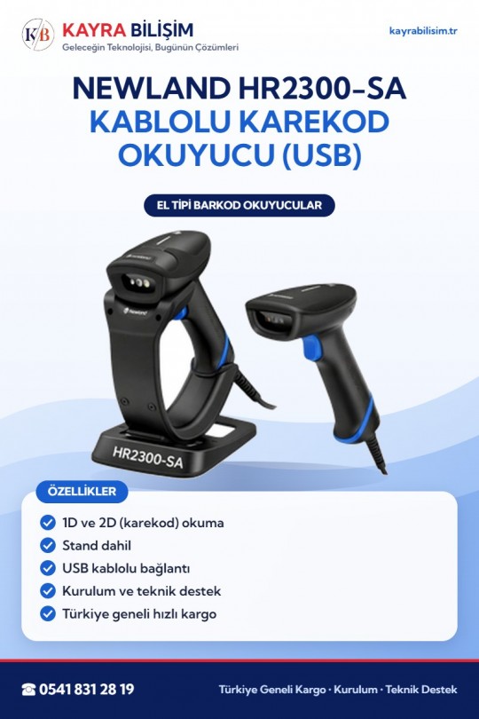 Newland HR2300-SA Kablolu Karekod Okuyucu (USB)