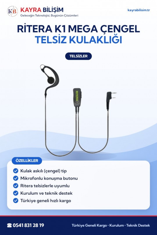 Ritera K1 Mega Çengel Telsiz Kulaklığı