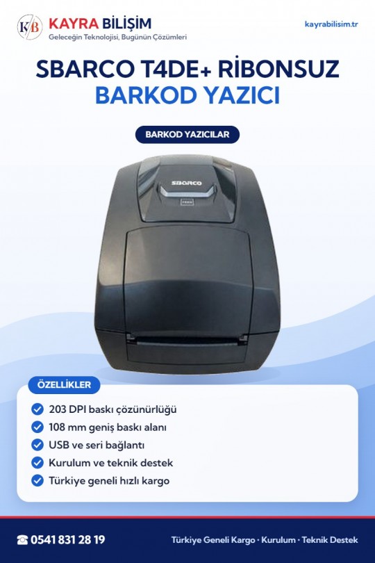 Sbarco T4de+ Ribonsuz Barkod Yazıcı