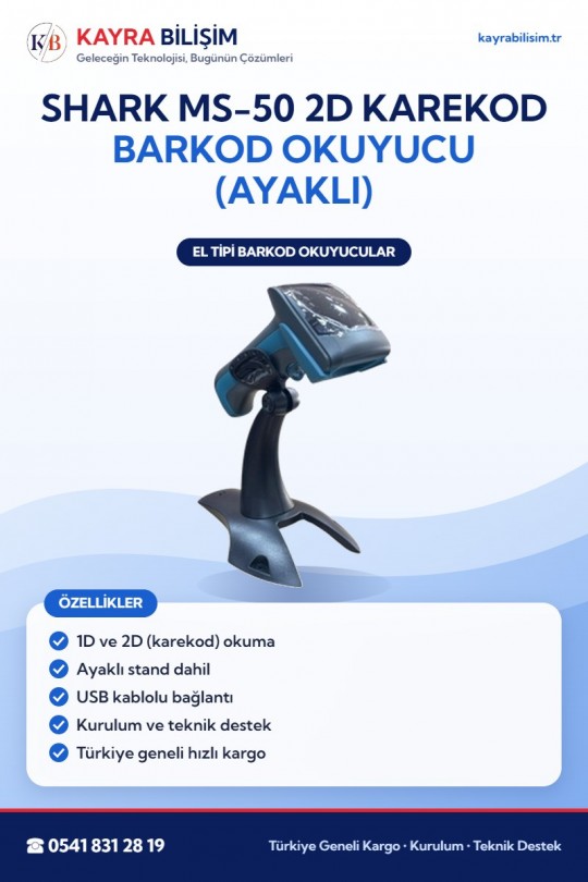 Shark MS-50 2D Karekod Barkod Okuyucu (Ayaklı)