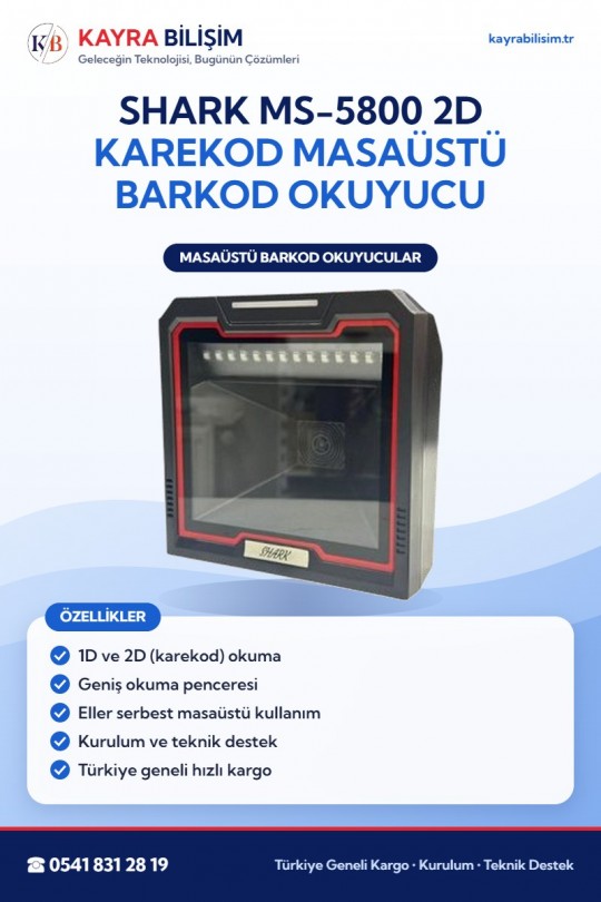 Shark MS-5800 2D Karekod Masaüstü Barkod Okuyucu