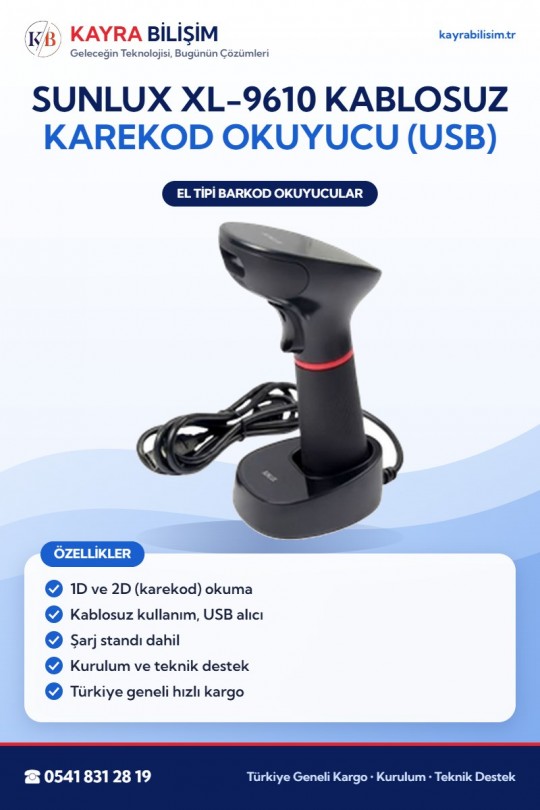 Sunlux XL-9610 Kablosuz Karekod Okuyucu (USB)