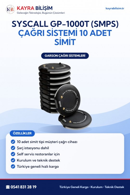 Syscall GP-1000T (SMPS) Çağrı Sistemi 10 Adet Simit