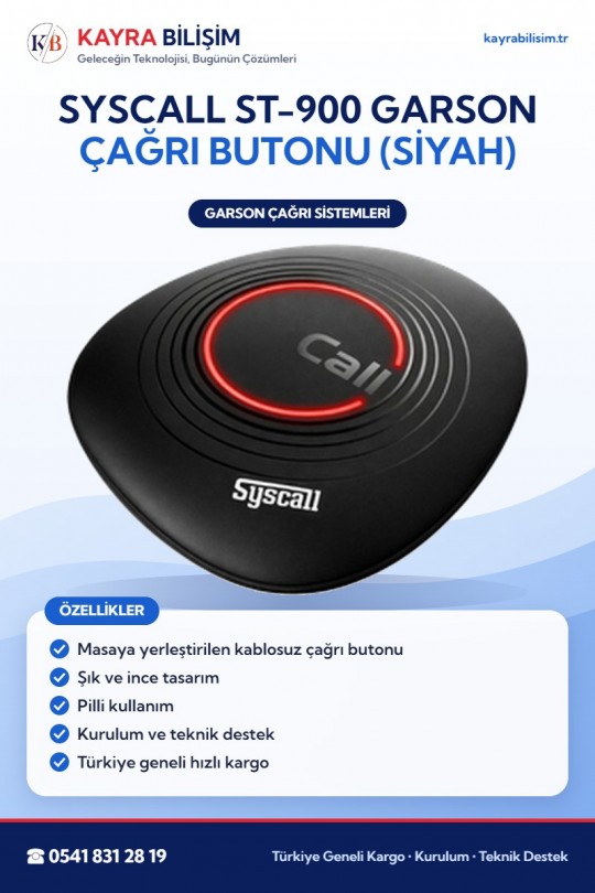Syscall ST-900 Garson Çağrı Butonu (Siyah)