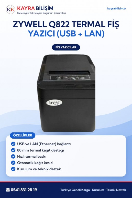Zywell Q822 Termal Fiş Yazıcı (USB + LAN)