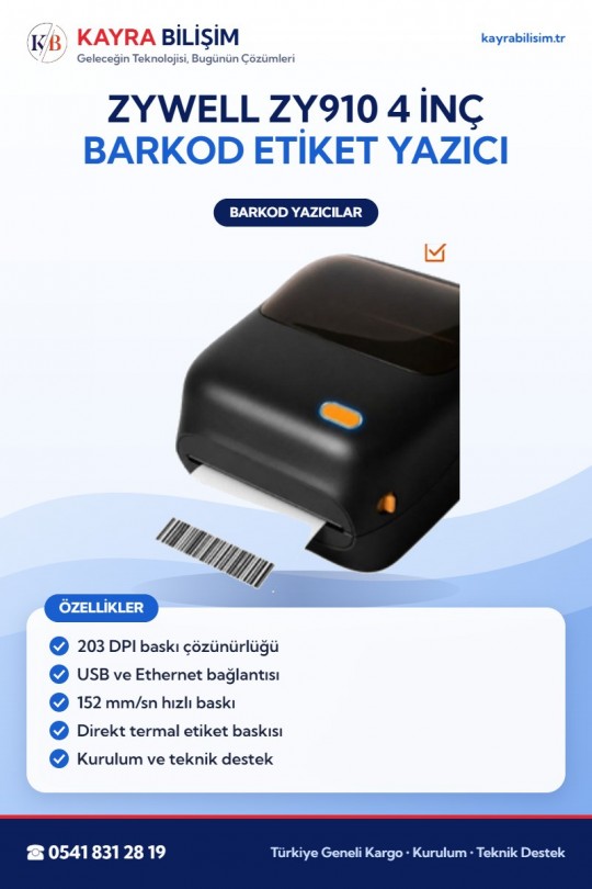 Zywell ZY910 4 İnç Barkod Etiket Yazıcı